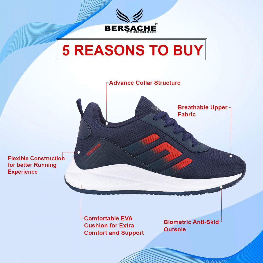 Bersache Casual Sneaker shoe for Men| Soft Cushioned Insole , Slip-Resistance Casuals For Men (Blue-8132)