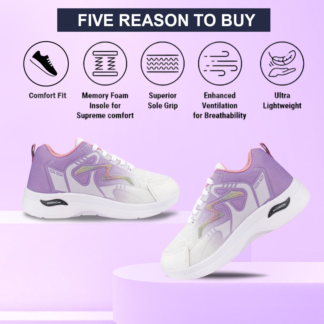 Bersache Premium Sports ,Gym, Trending Stylish Running Colour Changing shoes for Women (8063-Purple)