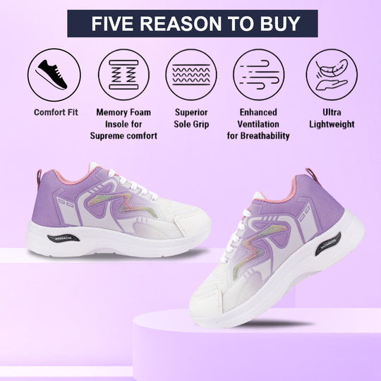 Bersache Premium Sports ,Gym, Trending Stylish Running Colour Changing shoes for Women (8063-Purple)