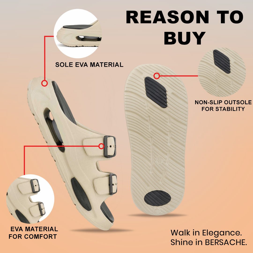 Bersache Extra Soft Classic Casual  with  Regular wear with Ultra Soft & Flexibility Technology Flip-Flop for Men's-(6346- Beige & Black)