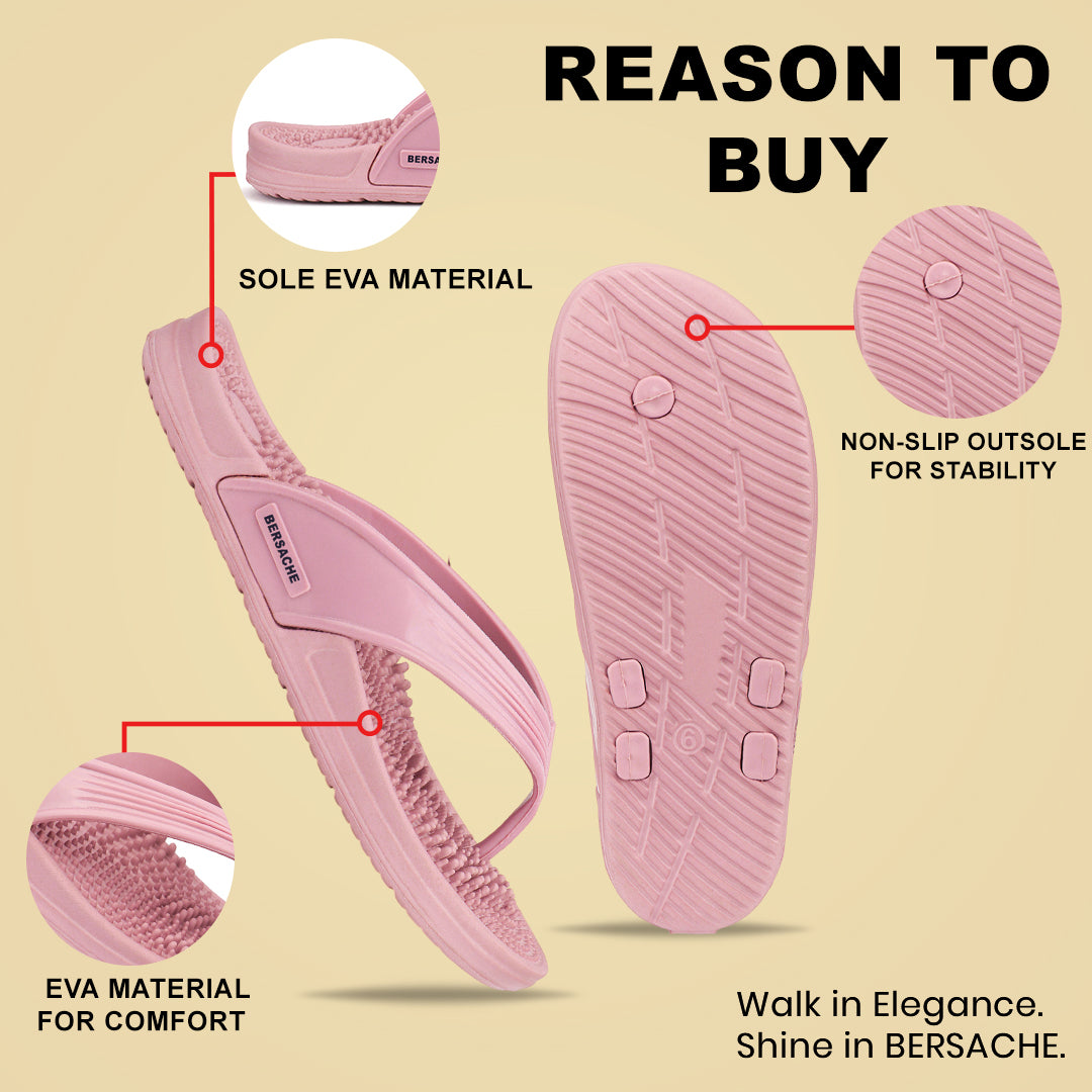 Bersache Extra Soft Classic Casual  with  Regular wear with Ultra Soft & Flexibility Technology Flip-Flop for Women's-(6334-Pink).