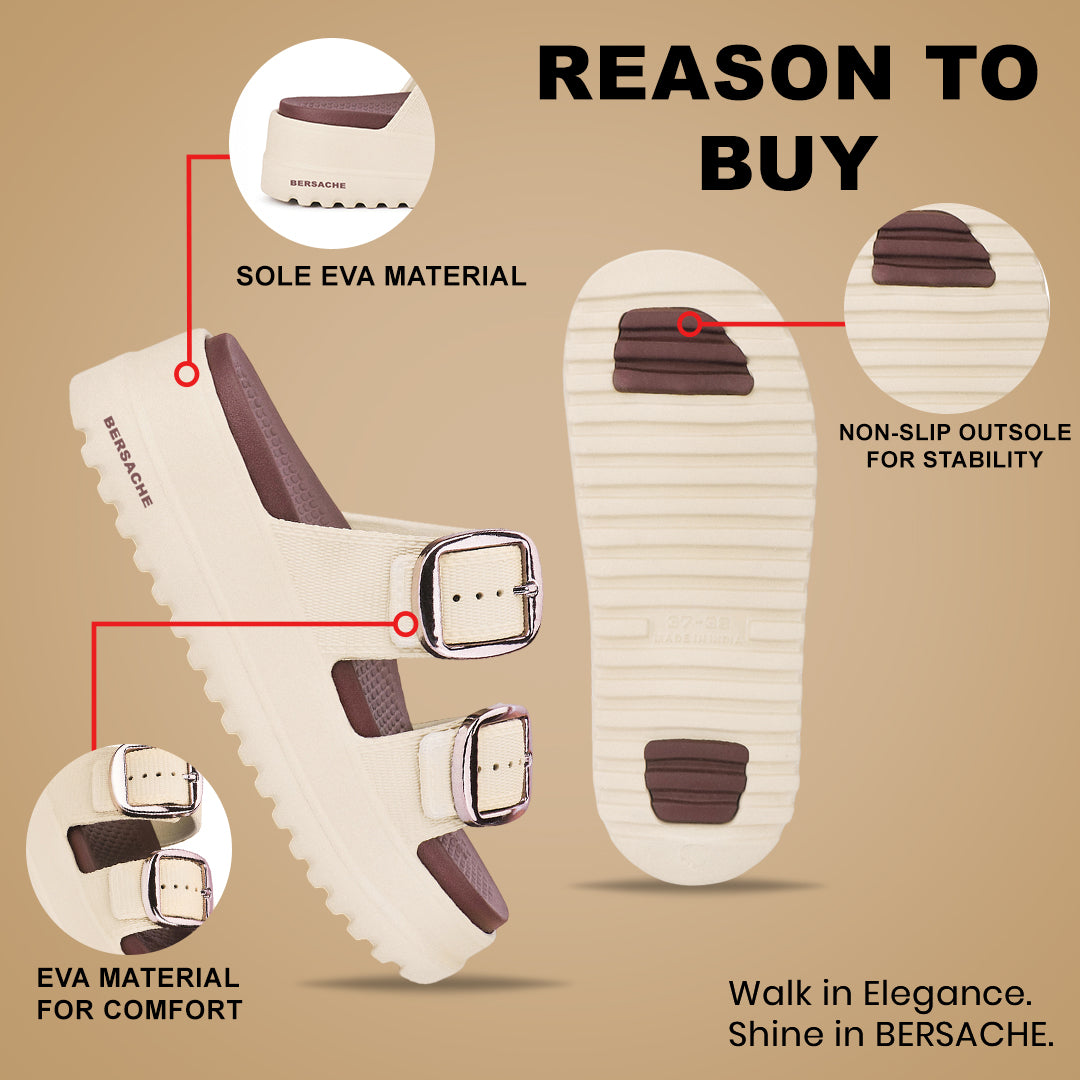 Bersache Extra Soft Classic Casual CHAPPAL with  Regular wear with Ultra Soft & Flexibility Technology  Slippers for Women's-(6363-Beige).