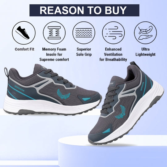 Bersache Premium Sports ,walking,Gym,cricket, Trending  Running Shoes For Men's (Gray-8122)