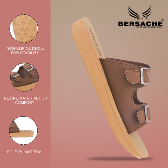 Bersache Extra Soft Classic Casual with  Regular wear with Ultra Soft & Flexibility Technology Slipper For Women's & Girl's-Brown-6225