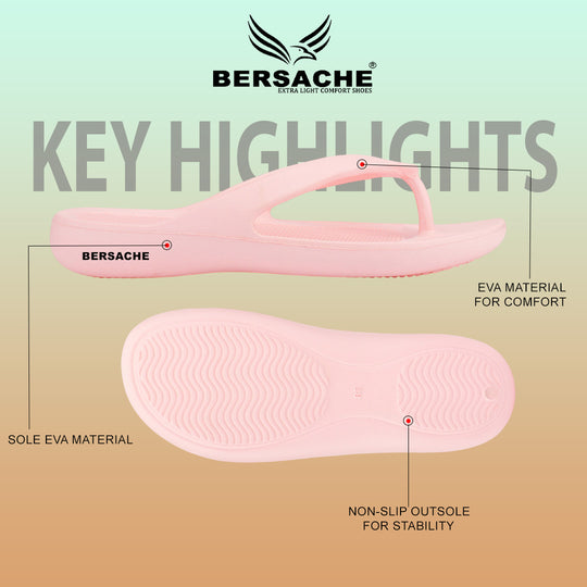 Bersache Extra Soft Classic Casual with  Regular wear with Ultra Soft & Flexibility Technology Sandal's For Women's & Girl's-(6253-Pink)