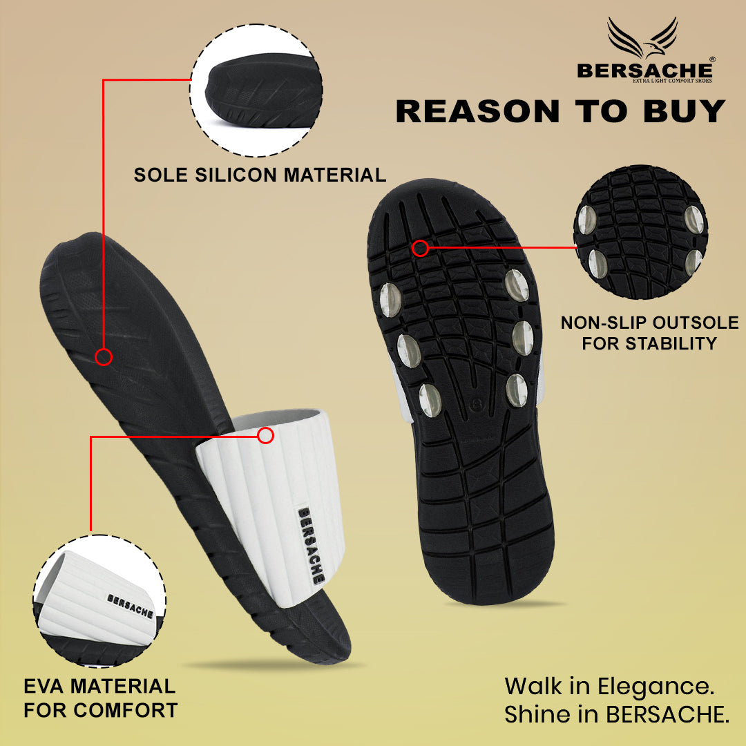 Bersache Extra Soft Classic Casual with  Regular wear with Ultra Soft & Flexibility Technology Flip Flop For Men's-(Black-6332).