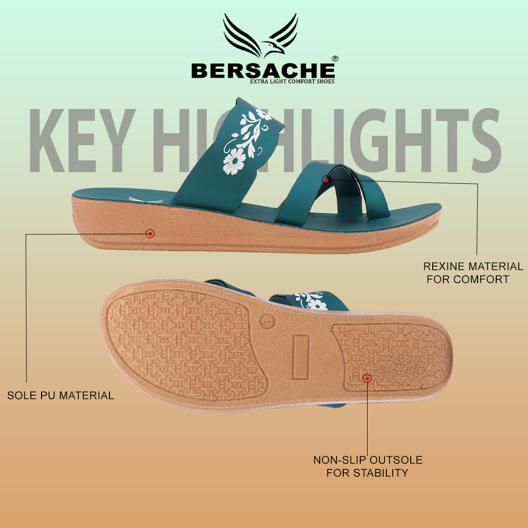 Bersache Extra Soft Classic Casual with  Regular wear with Ultra Soft & Flexibility Technology Sandal's For Women's & Girl's-(Green-6243)