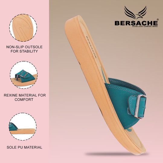 Bersache Extra Soft Classic Casual with  Regular wear with Ultra Soft & Flexibility Technology Slipper For Women's & Girl's-Green-6228