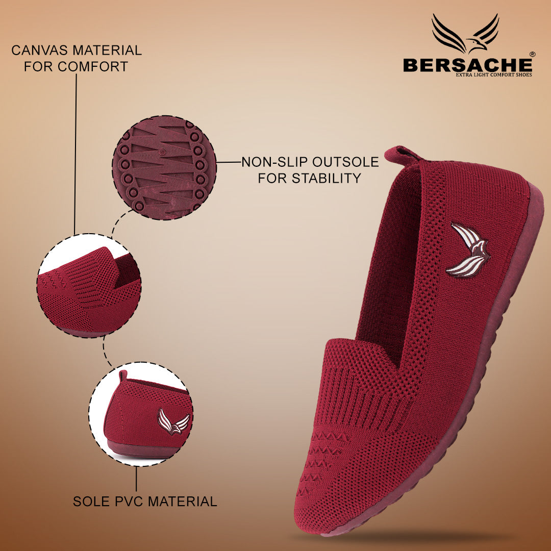 BERSACHE Women's Belly – Lightweight, Breathable & Comfortable Daily Wear Shoes(Pink-6276).