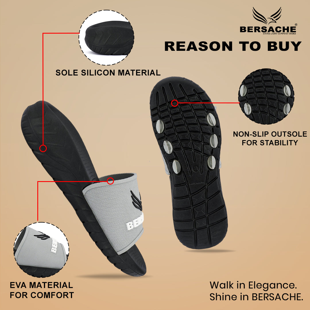 Bersache Extra Soft Classic Casual with  Regular wear with Ultra Soft & Flexibility Technology Slipper For Men's (black-6329).