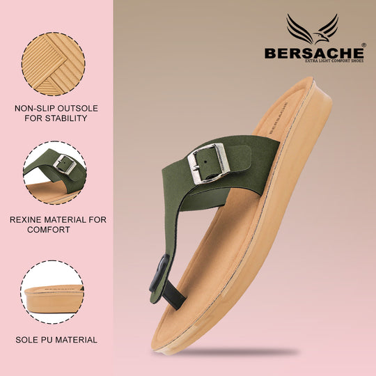 Bersache Extra Soft Classic Casual with  Regular wear with Ultra Soft & Flexibility Technology Slipper For Women's & Girl's-Green-6258