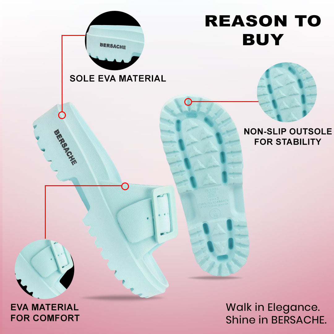 Bersache Extra Soft Classic Casual  with  Regular wear with Ultra Soft & Flexibility Technology Flip-Flop for Women's-(6306-Mint-Blue).