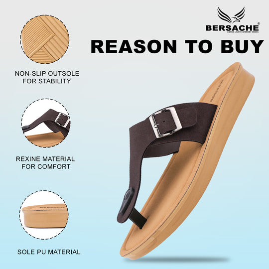 Bersache Extra Soft Classic Casual with  Regular wear with Ultra Soft & Flexibility Technology Flip-Flop for Women's & Girl's (6259-Brown)