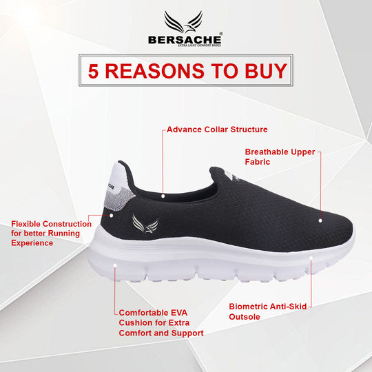 Bersache Lightweight Sports Running Shoes For Men Black-8070
