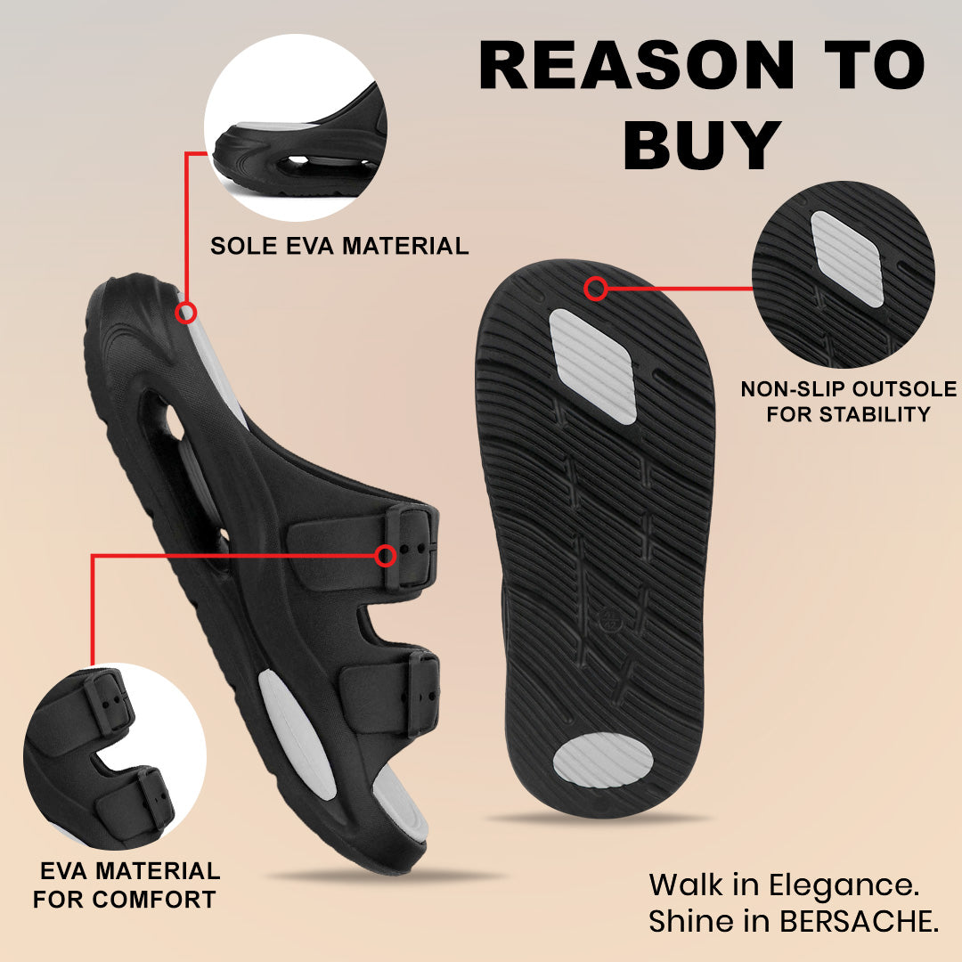 Bersache Extra Soft Classic Casual  with  Regular wear with Ultra Soft & Flexibility Technology Flip-Flop for Men's-(6345- Gray & Black)