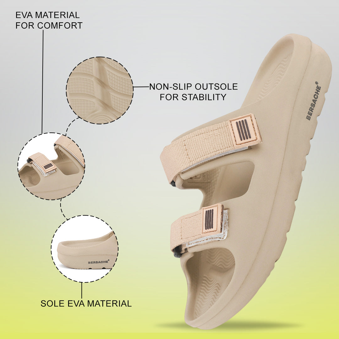 Bersache Extra Soft Classic Casual with  Regular wear with Ultra Soft & Flexibility Technology Sandal For Men's & Boy's-(Beige-6287).