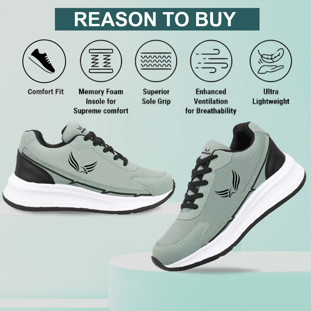 Bersache Premium Sports ,walking,Gym,cricket, Trending  Running Shoes For Men's (LIght-green-8139)