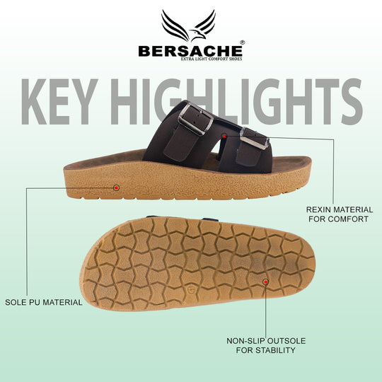 Bersache Extra Soft Classic Casual with  Regular wear with Ultra Soft & Flexibility Technology Slipper For Men's & Boy's-Dark Brown-6219