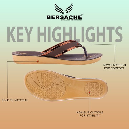Bersache Extra Soft Classic Casual with  Regular wear with Ultra Soft & Flexibility Technology Sandal's For Women's & Girl's-(Dark-Brown)-6235