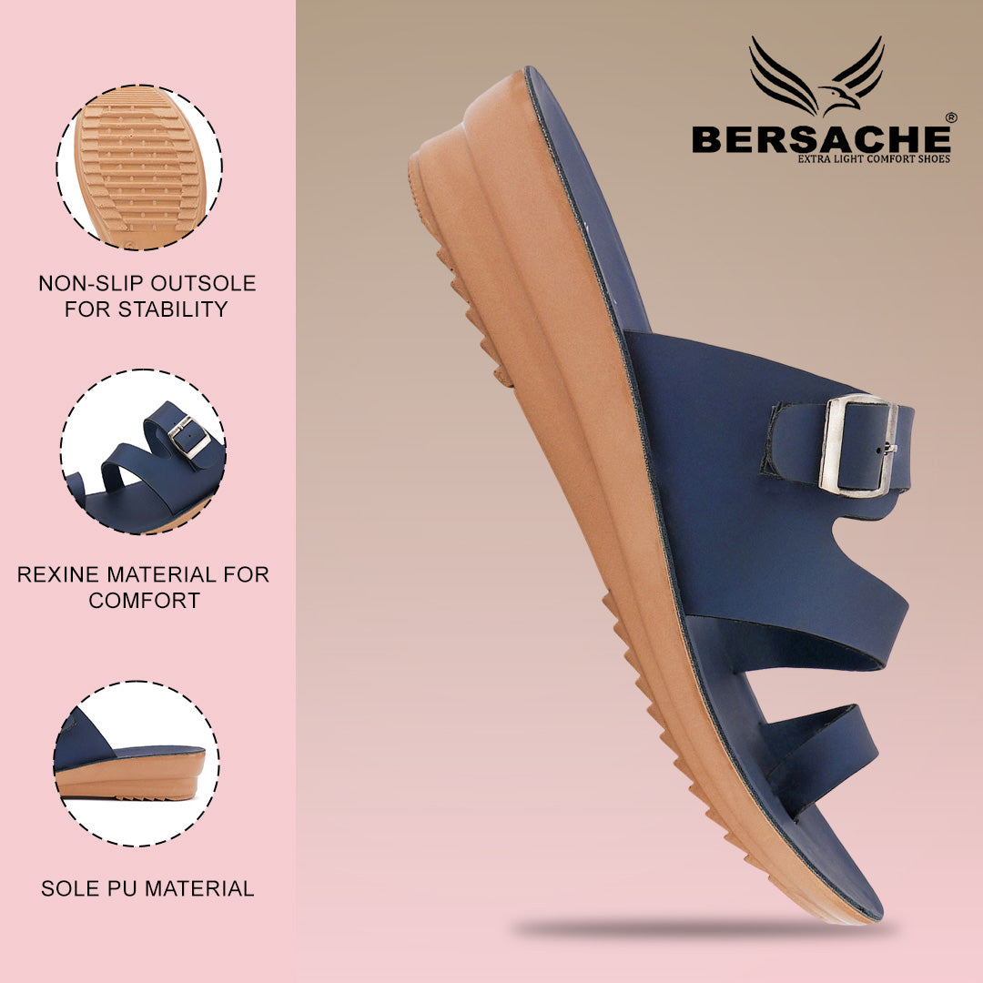 Bersache Extra Soft Classic Casual with  Regular wear with Ultra Soft & Flexibility Technology Slipper For Women's & Girl's-(6244-Navy-Blue)