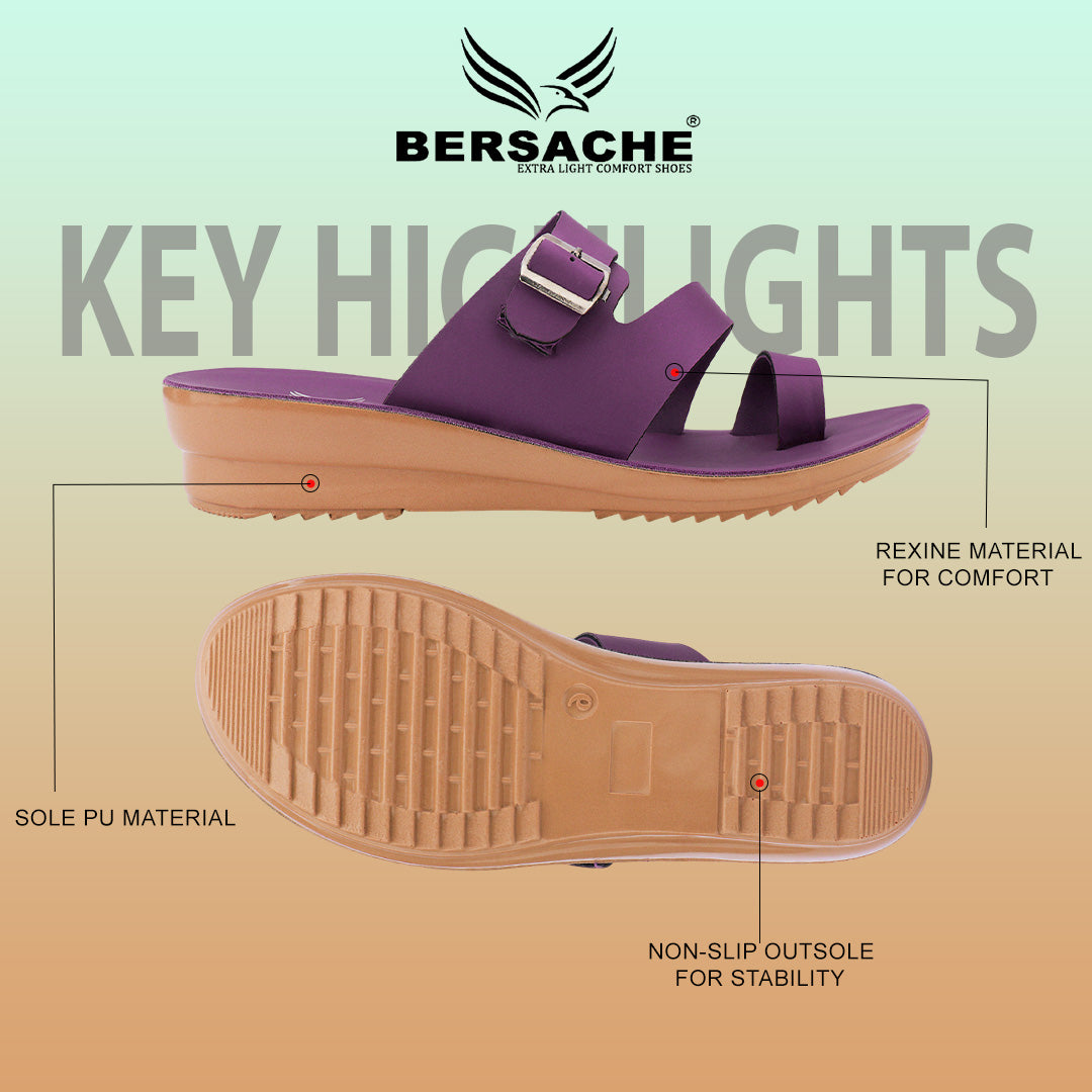 Bersache Extra Soft Classic Casual with  Regular wear with Ultra Soft & Flexibility Technology Sandal's For Women's & Girl's-(6245-Purple)