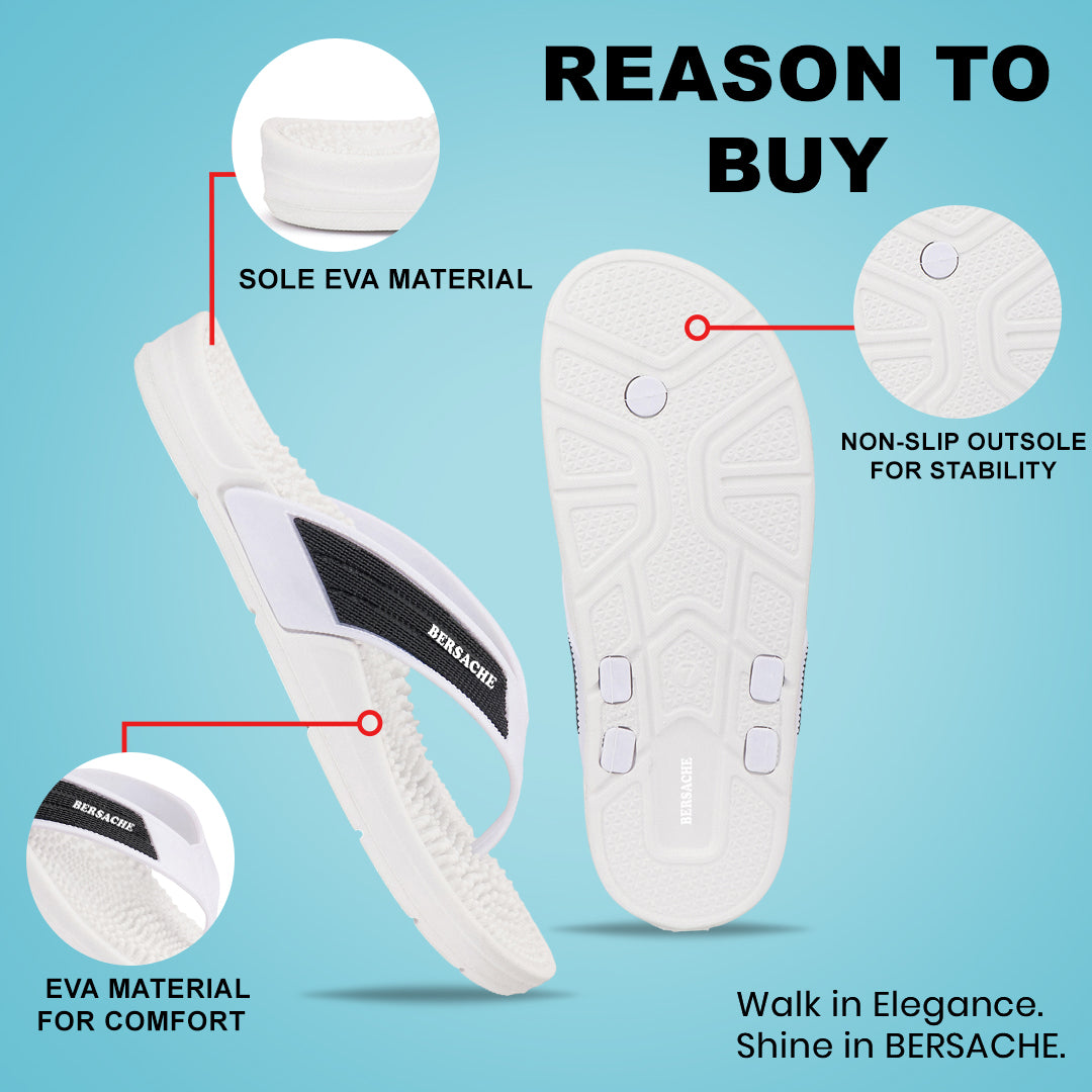 Bersache Extra Soft Classic Casual  with Regular wear with Ultra Soft & Flexibility Technology Sandals for Men's-(6338-White).