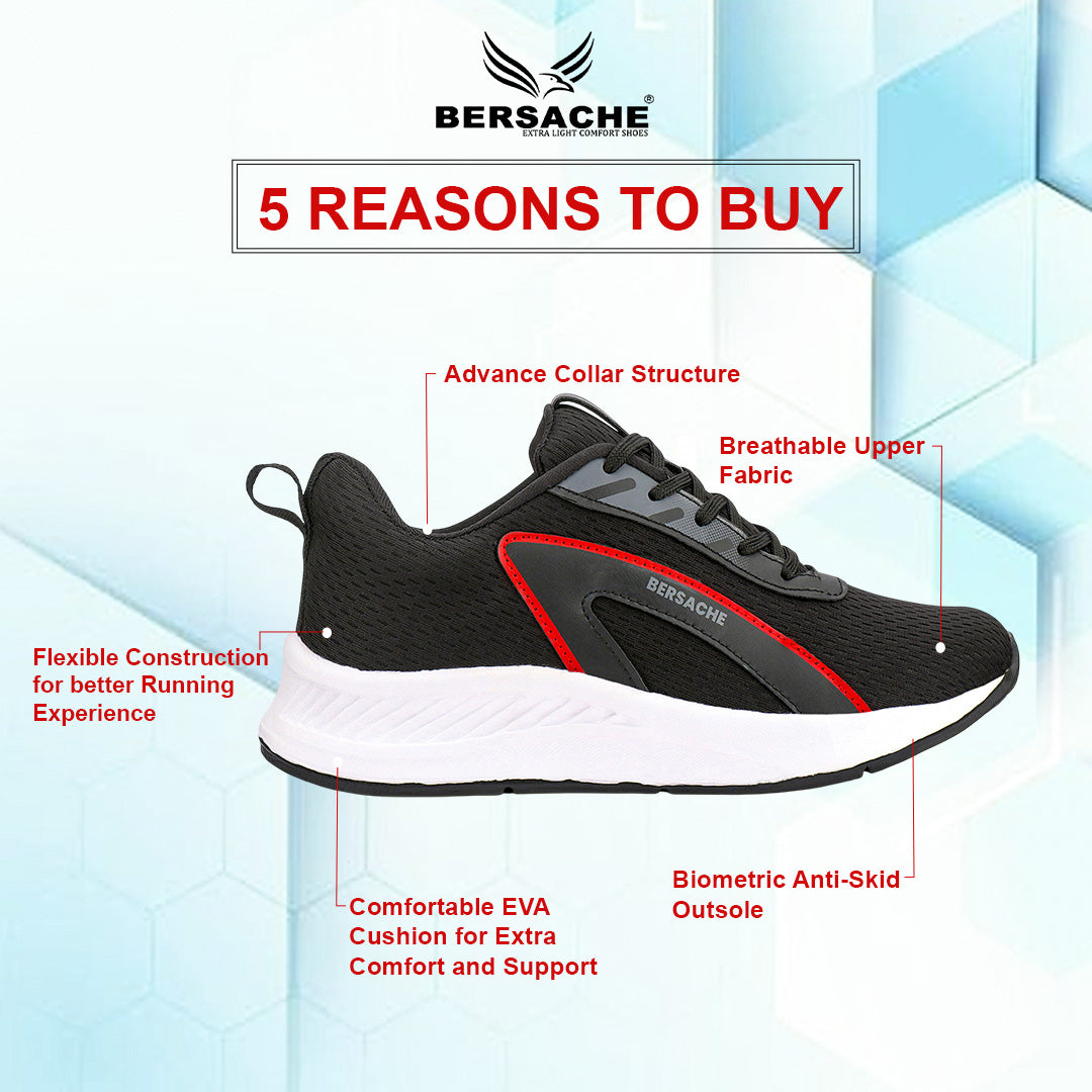 Bersache Lightweight Casual Sneaker Shoes For Men (Black-8091)
