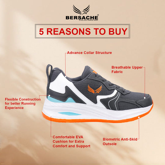 Bersache Casual Sneaker shoe for Men| Soft Cushioned Insole , Slip-Resistance Casuals For Men (8118-Blue)