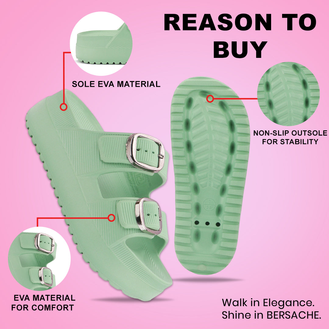 Bersache Extra Soft Classic Casual  with  Regular wear with Ultra Soft & Flexibility Technology Flip-Flop for Women's-(6296-Green).