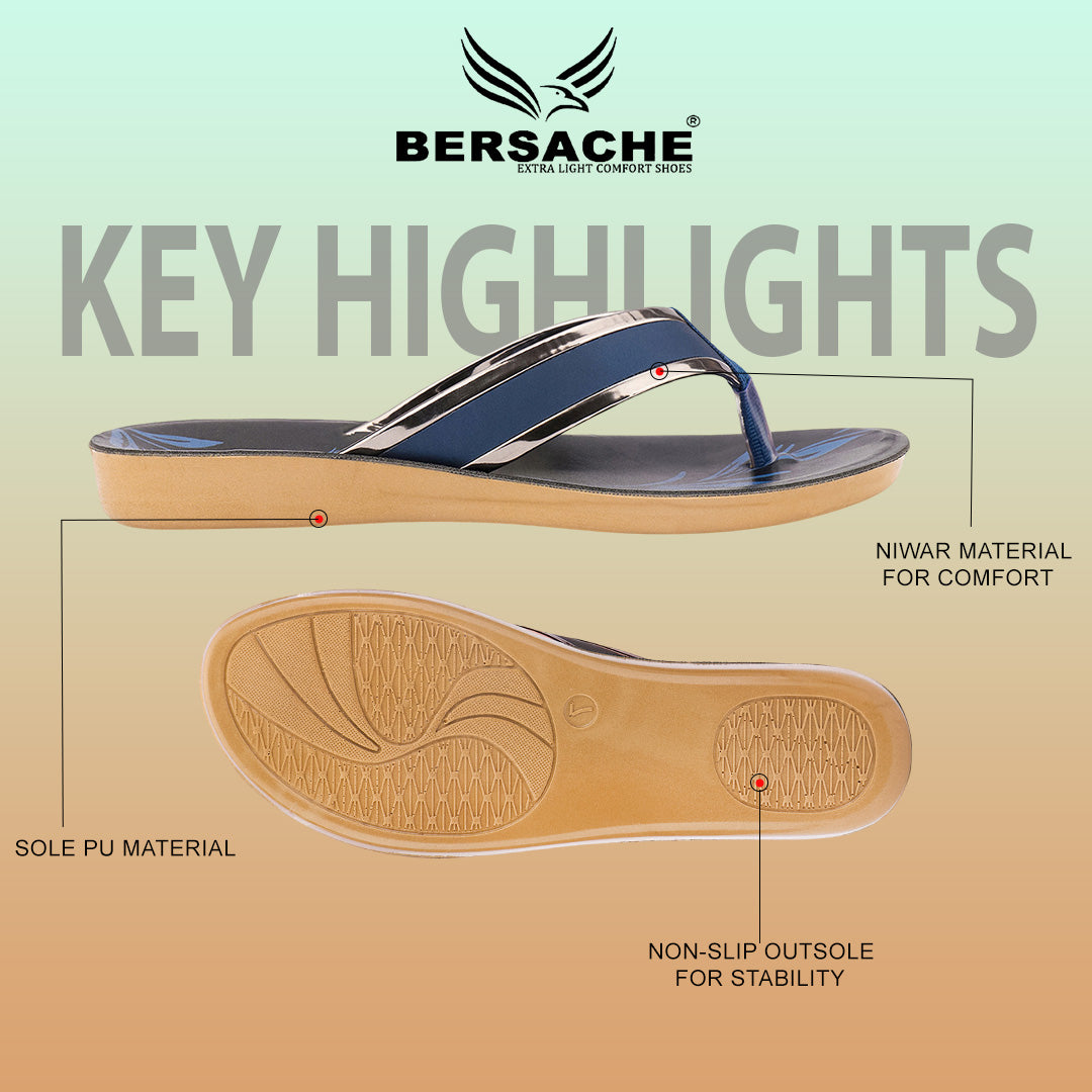 Bersache Extra Soft Classic Casual with  Regular wear with Ultra Soft & Flexibility Technology Sandal's For Women's & Girl's-(6237-Blue)