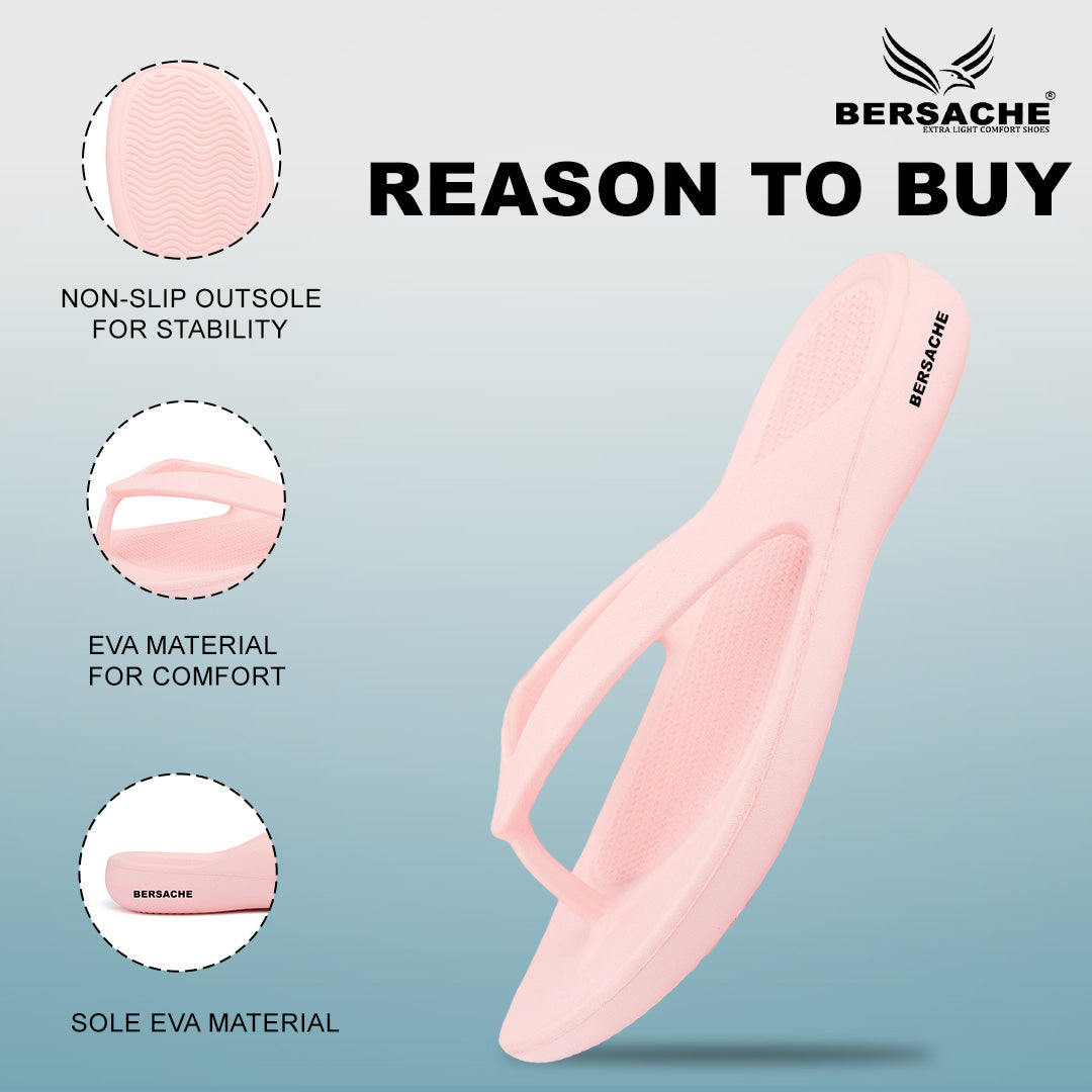 Bersache Extra Soft Classic Casual with  Regular wear with Ultra Soft & Flexibility Technology Flip-Flop for Women's & Girl's (6253-Pink)
