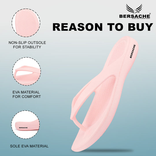 Bersache Extra Soft Classic Casual with  Regular wear with Ultra Soft & Flexibility Technology Flip-Flop for Women's & Girl's (6253-Pink)