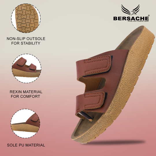 Bersache Extra Soft Classic Casual with  Regular wear with Ultra Soft & Flexibility Technology Slipper For Men's & Boy's-Brown-6221