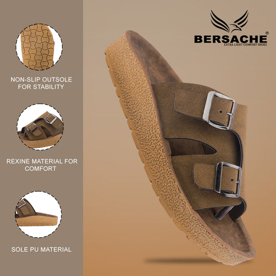 Bersache Extra Soft Classic Casual with  Regular wear with Ultra Soft & Flexibility Technology Slipper For Men's & Boy's-Tan-6220