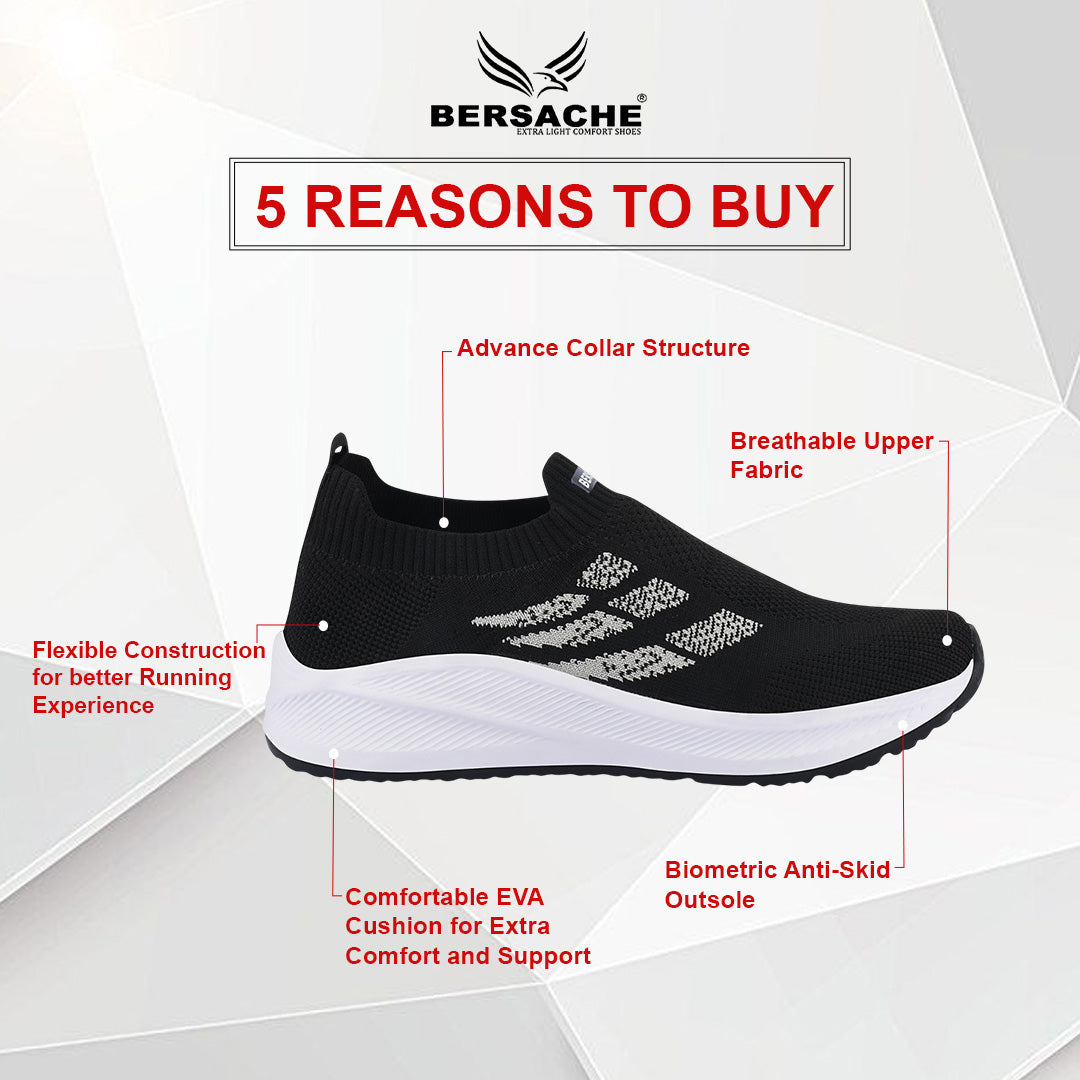 Bersache Lightweight Casual Sneaker Shoes For Men (Black-8109)