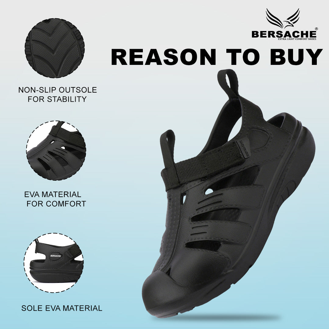 Bersache Extra Soft Classic Casual with  Regular wear with Ultra Soft & Flexibility Technology Slipper For Men's & Boy's-Black-6262