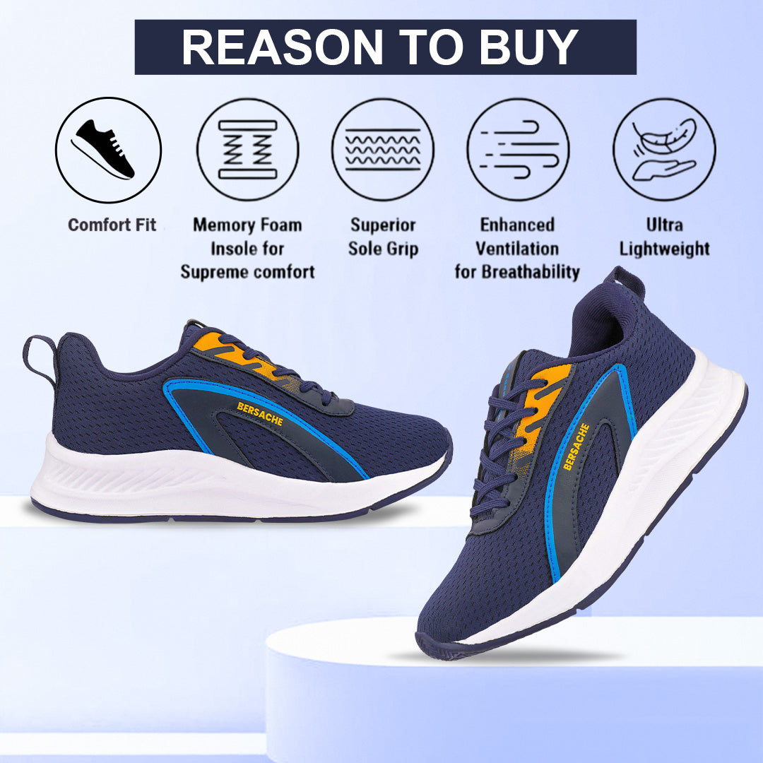 Bersache Premium Sports,Gym, Trending Stylish Running Shoes For Men (8089-Blue)