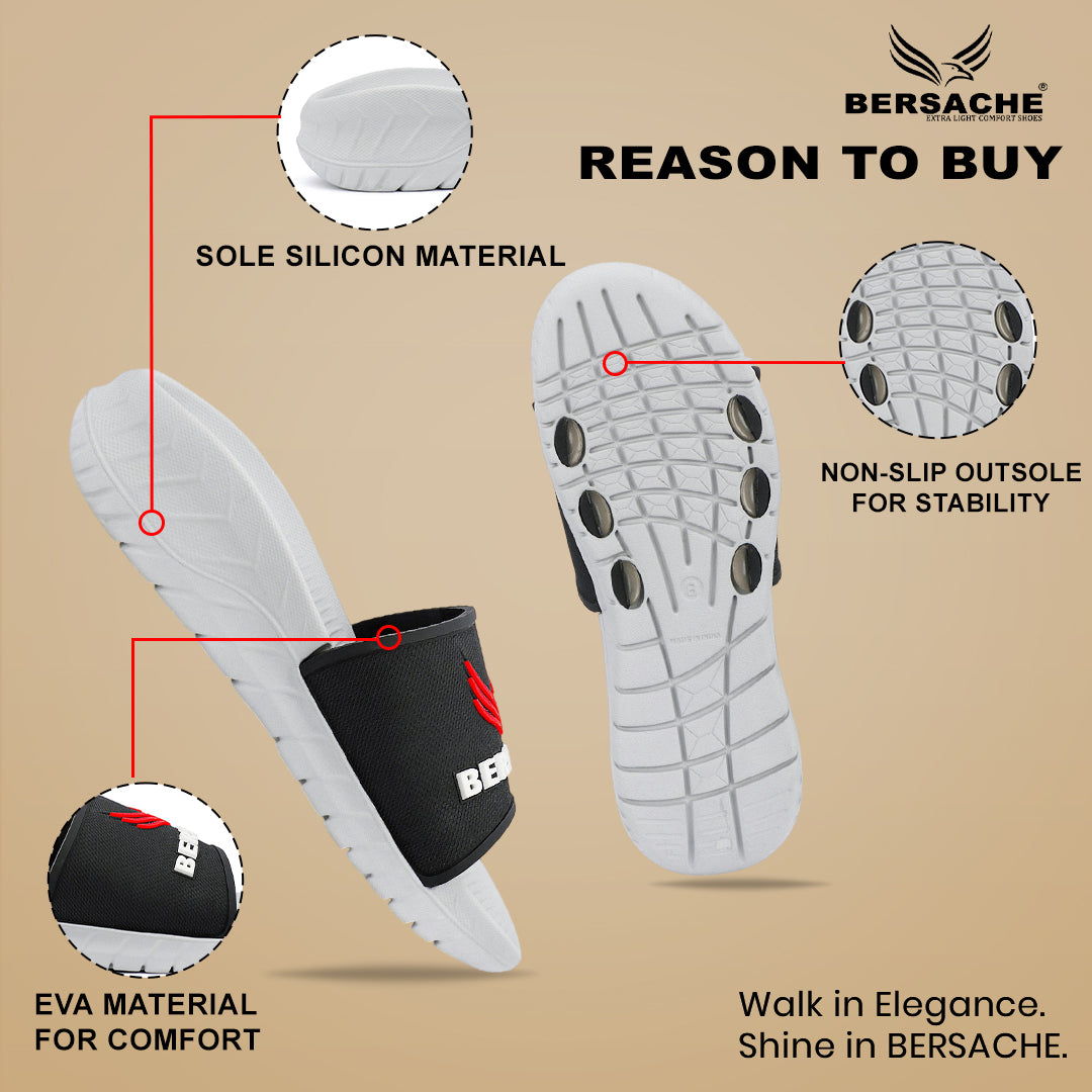 Bersache Extra Soft Classic Casual with  Regular wear with Ultra Soft & Flexibility Technology Slipper For Men's (White-6328).