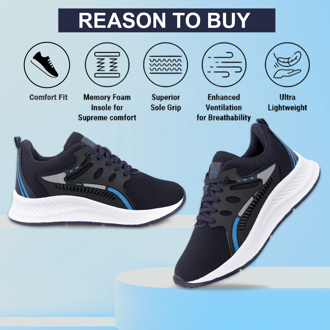 Bersache Premium Sports ,walking,Gym,cricket, Trending  Running Shoes For Men's (Dark-Blue-8129)