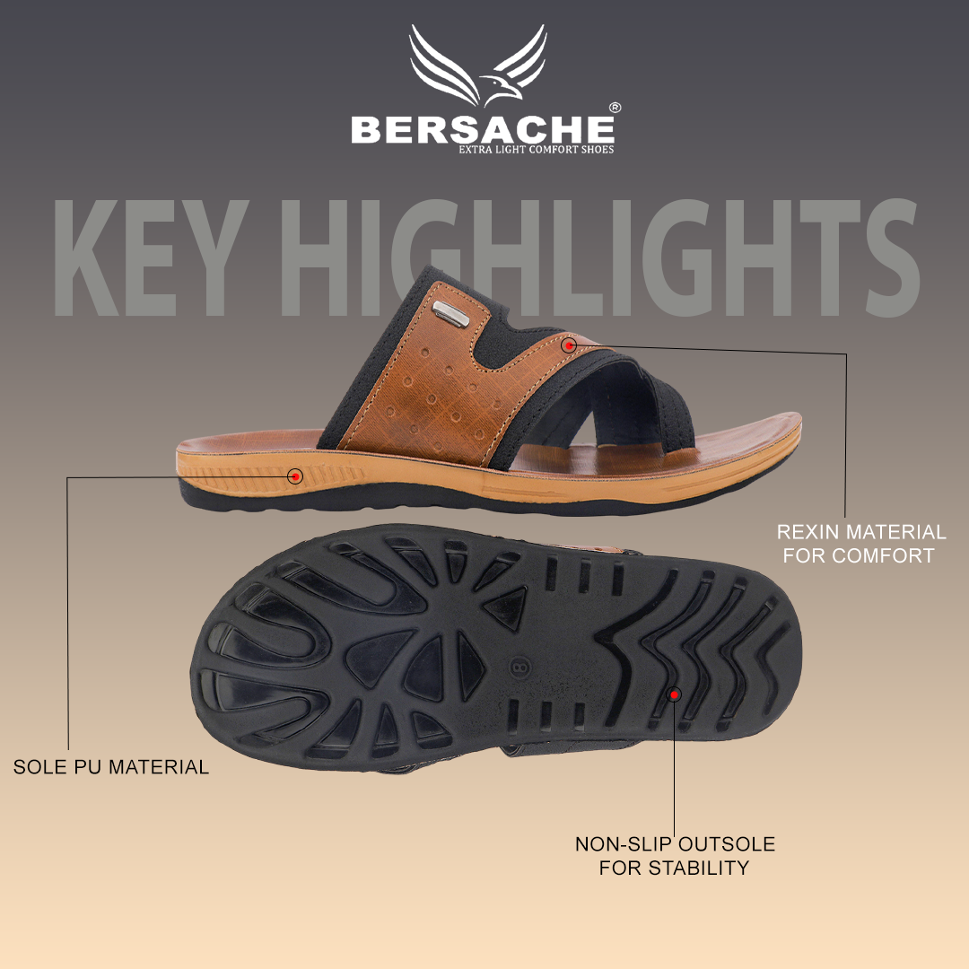 Bersache Extra Soft Classic Casual with  Regular wear with Ultra Soft & Flexibility Technology Sandal For Men's & Boy's-Black-6216