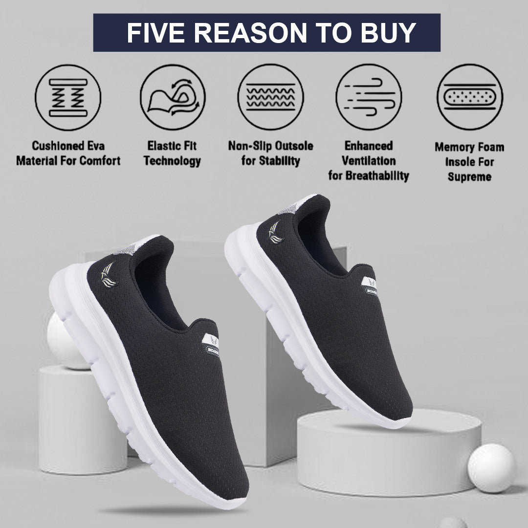 Bersache Lightweight Casual Sneaker Shoes For Men Black-8070