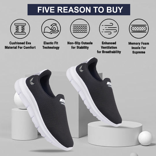 Bersache Lightweight Casual Sneaker Shoes For Men Black-8070