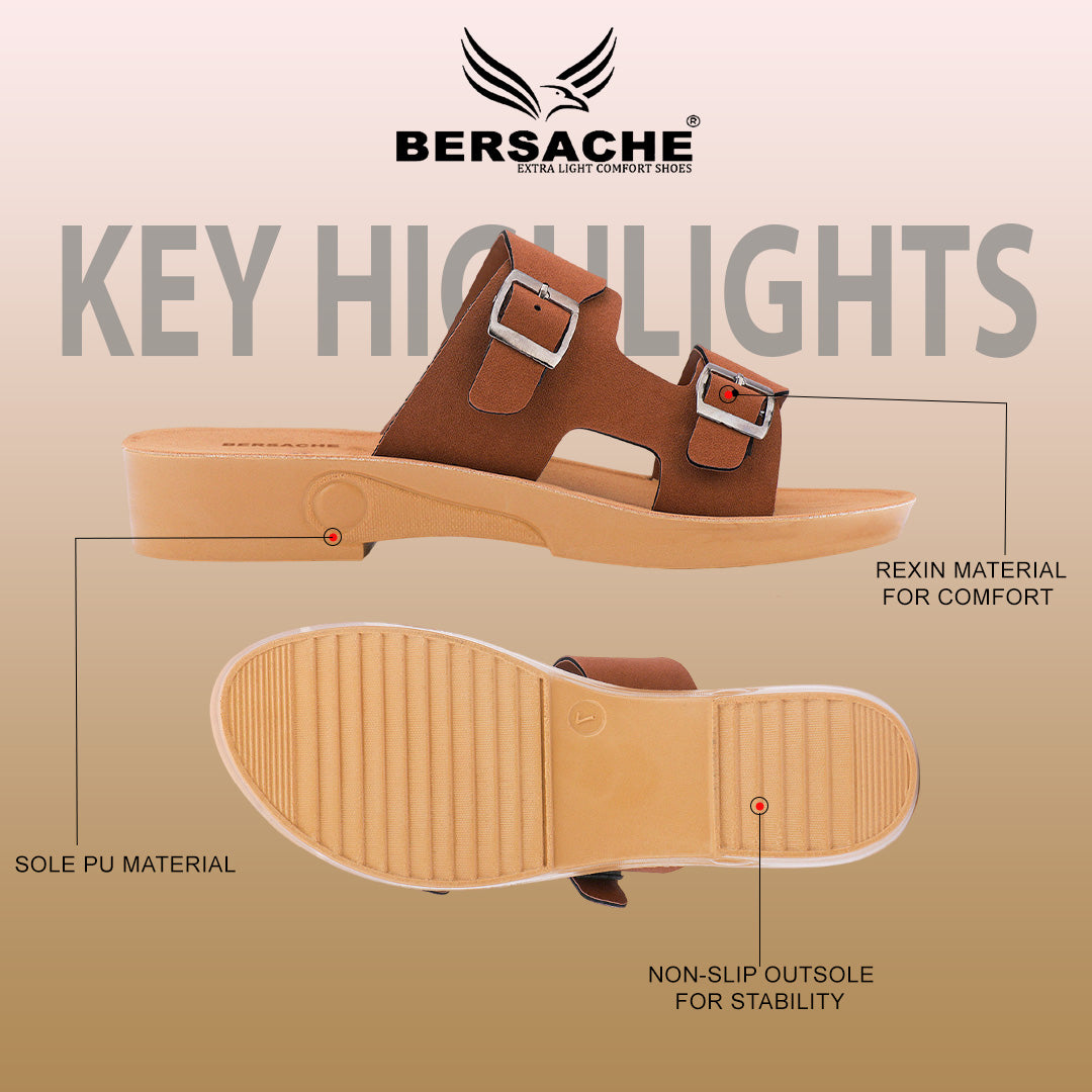 Bersache Extra Soft Classic Casual with  Regular wear with Ultra Soft & Flexibility Technology Slipper For Women's & Girl's-6234-brown