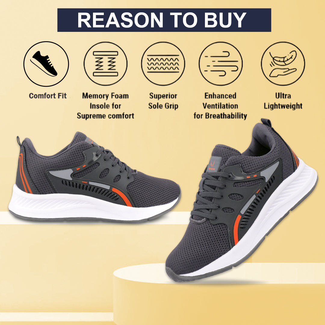 Bersache Premium Sports ,walking,Gym,cricket, Trending  Running Shoes For Men's (Gray-8128)
