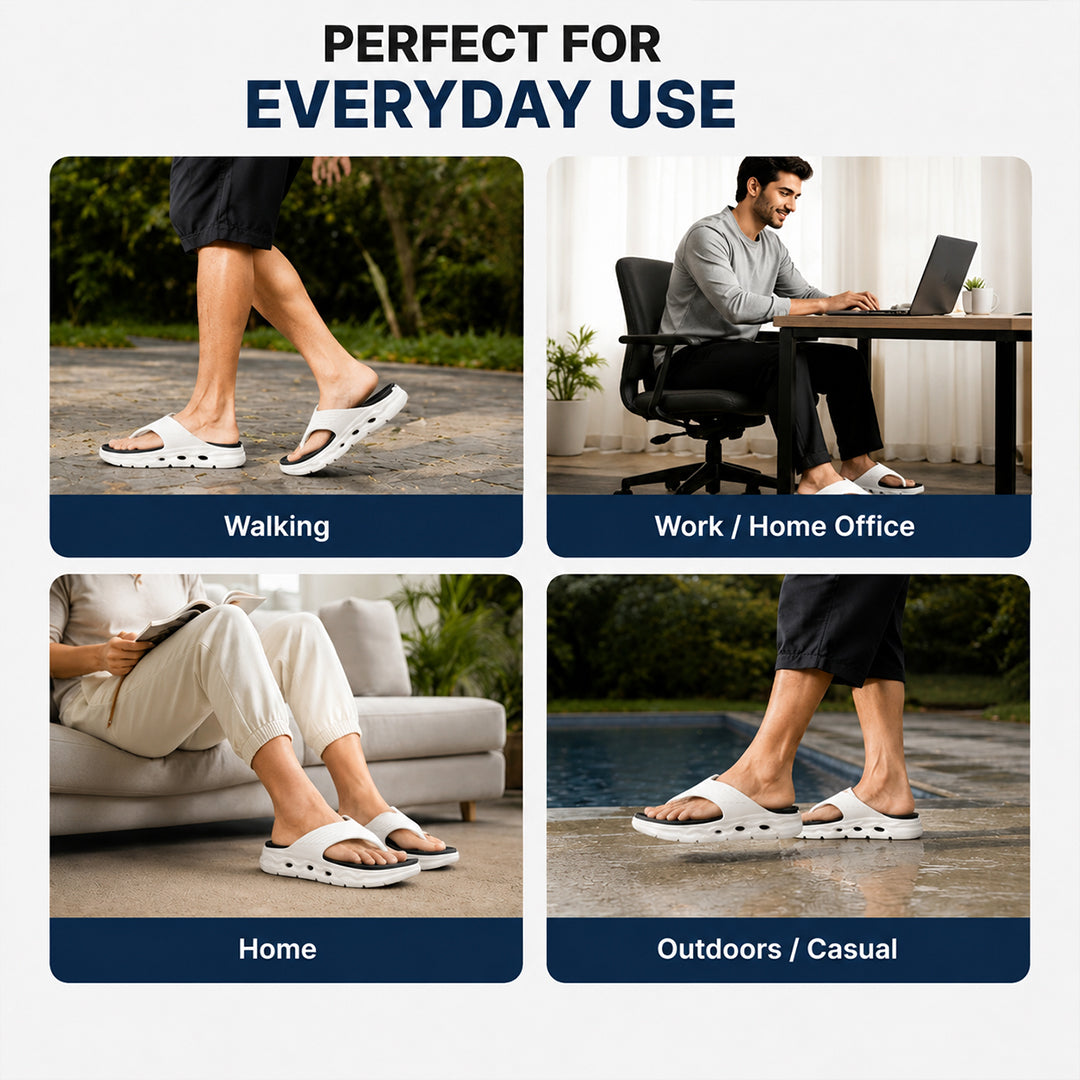Bersache Extra Soft Classic Casual  with Regular wear with Ultra Soft & Flexibility Technology Sandals for Men's-(6342- White & Black)