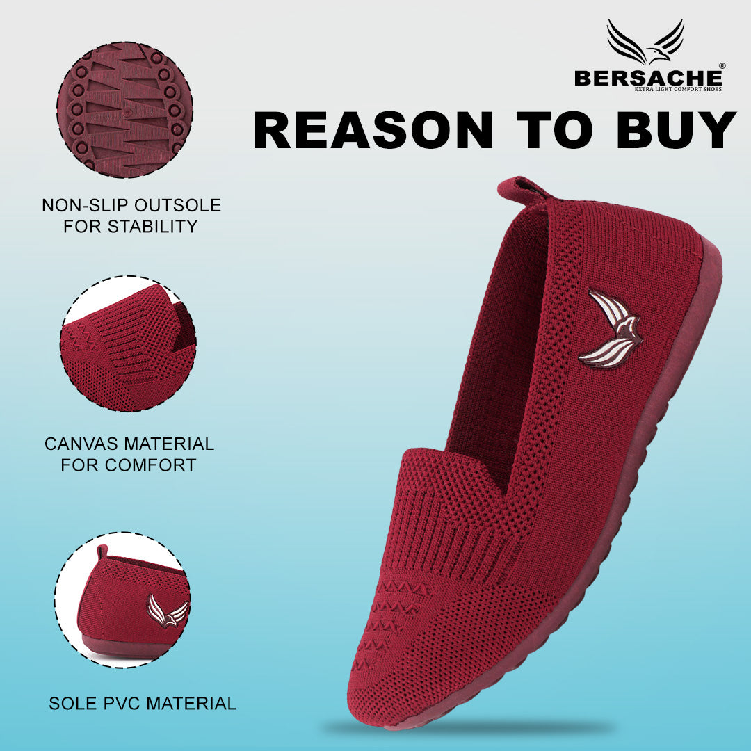 BERSACHE Women's CASUAL – Lightweight, Breathable & Comfortable Daily Wear Shoes(Red-6276).