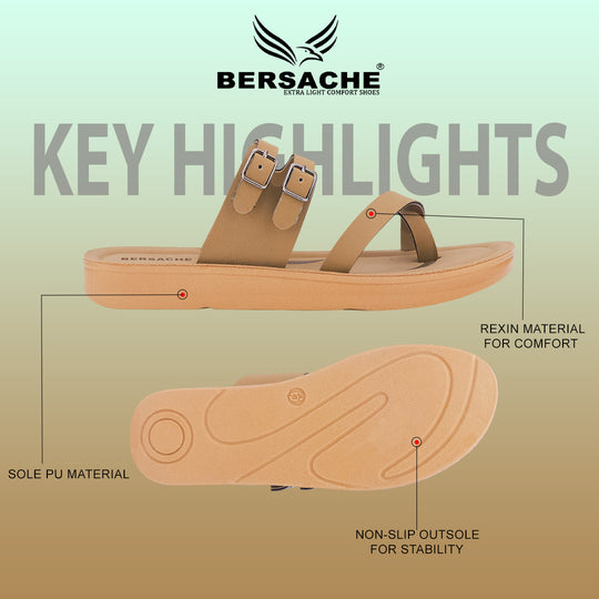 Bersache Extra Soft Classic Casual with  Regular wear with Ultra Soft & Flexibility Technology Sandal For Women's/Girl's-Tan(beige)-6226