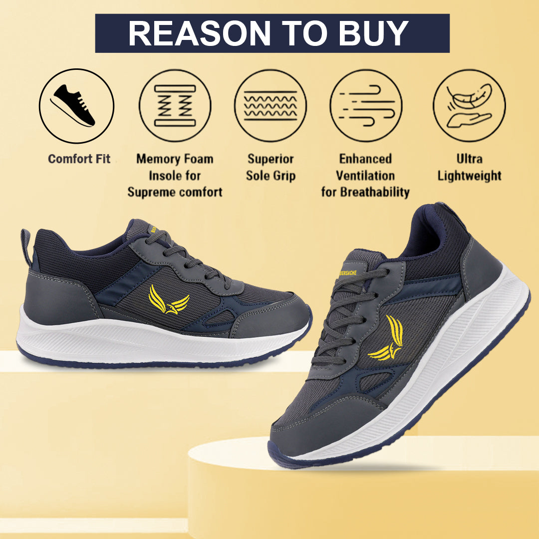 Bersache Premium Sports ,walking,Gym,cricket, Trending  Running Shoes For Men's (Dark-Gray-8125)