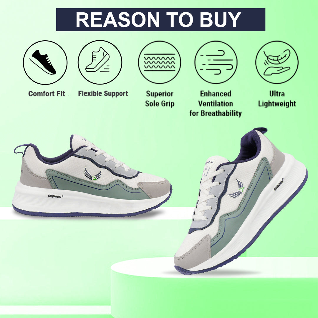 Bersache Casual Sneaker shoe for Men| Soft Cushioned Insole , Slip-Resistance Casuals For Men (Green-8146).