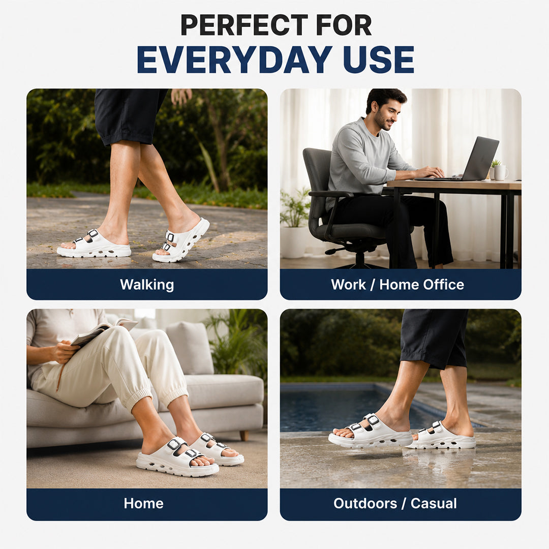 Bersache Extra Soft Classic Casual  with Regular wear with Ultra Soft & Flexibility Technology Sandals for Men's-(6339-White).
